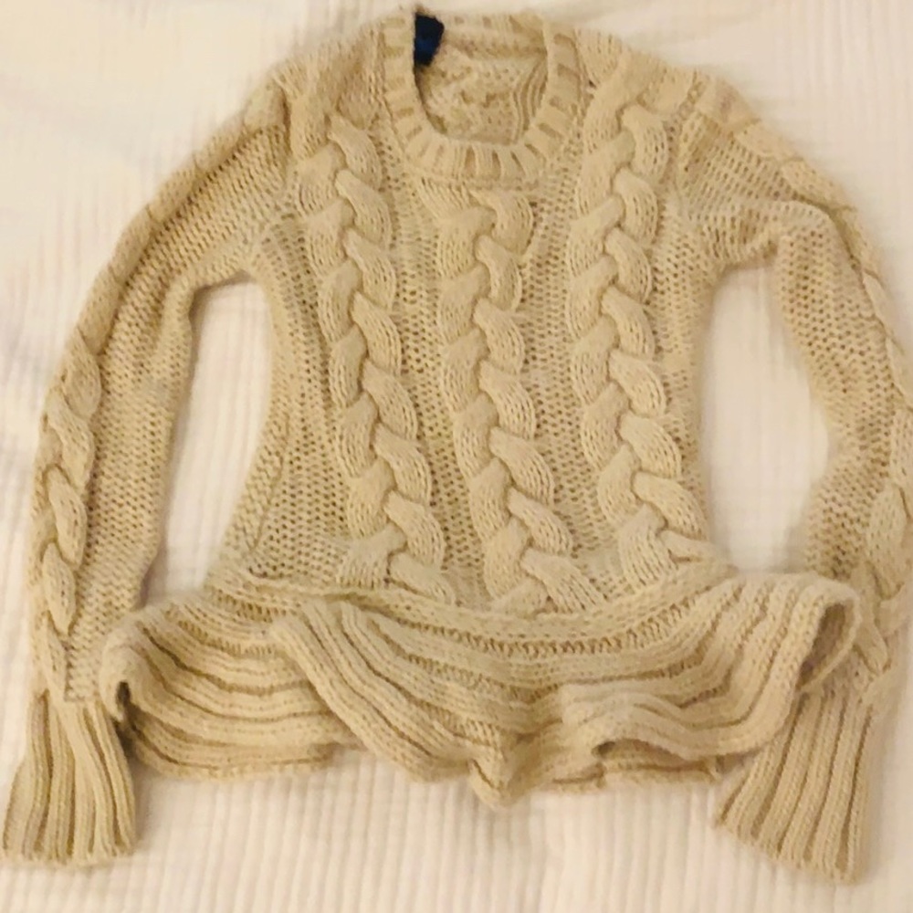 Otto d’Ame Cream Cable Knit Peplum Sweater
